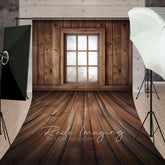 Aperturee - Aperturee Bright Retro Wooden Cabin Window Photo Sweep Backdrop